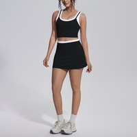 Ensemble de yoga color-block effet seconde peau : débardeur et pantalon moulants, séchage rapide, pour course et fitness