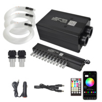 Lumière à fibres optiques à télécommande avec ciel étoilé scintillant à double connecteur d'application 12W, étoile filante sur le toit de la voiture 3W