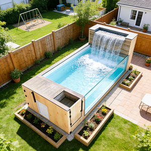Piscine de nage à contre-courant familiale compacte personnalisée en fibre de verre, résistante aux UV et à la corrosion, avec fenêtre, pour extérieur, hors sol - Product Image 6