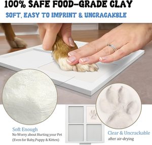 Kit d'empreintes de pattes en encre et argile avec tampon encreur Clean-Touch pour chien et chat, pour la création de grands cadres photo en bois souvenir, vente en gros - Product Image 3