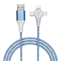 Kabel Pengisian Daya Cepat 3-in-1 Berkualitas Tinggi dengan Lampu Bercahaya Warna-warni, Cocok untuk Pengguna Android Tipe-C/L dan Influencer TikTok