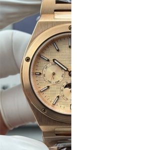 Montre automatique pour homme en or rose de luxe, chronographe à phases lunaires, bracelet en acier inoxydable, montre habillée - Product Image 2