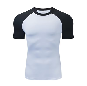 T-shirt de course léger à blocs de couleur en tissu rafraîchissant, anti-transpiration et séchage rapide, idéal pour la course longue distance estivale, personnalisable en gros - Product Image 2