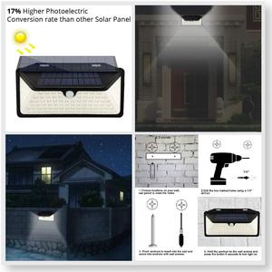 Outdoor IP65 Waterproof Solar Security <b>Lights</b> for Garden 102LED 6000K Daylight 3 Lighting Modes <b>Motion</b> <b>Sensor</b> Wall Mount - Product Image 4