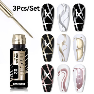 Gel Metálico Plateado para Delineado de Uñas, Pintura, Dibujo, Gel UV LED para Contornos, Gel Metálico para Arte de Uñas, Salón, Manicura DIY - Product Image 2