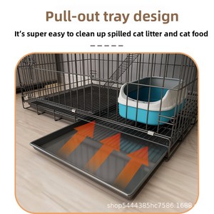 Jaula para Gatos, Extra Grande, para Interiores, con Espacio Libre, Inodoro Integrado, Plegable, de Dos o Tres Pisos, Villa para Gatos con Estructura de Hierro - Product Image 4