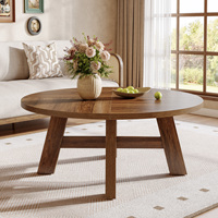 Table basse ronde Tribesigns de 39 pouces, style moderne du milieu du siècle, avec support croisé renforcé, table centrale en bois pour salon