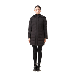 Giacca Lunga Imbottita da Donna in Offerta, Nera 5-in-1 con Collo Alto, Tessuto Channel Leggero, Impermeabile e Antivento, Cappotto Invernale - Product Image 4