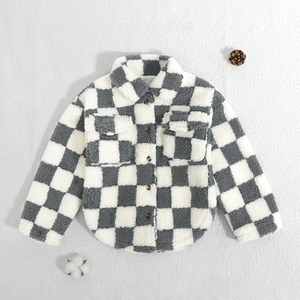 Nouvelle mode Veste à carreaux pour bambins garçons <span class=keywords><strong>Surchemise</strong></span> d'hiver en laine pour bébés Tops pour enfants à col - Product Image 6