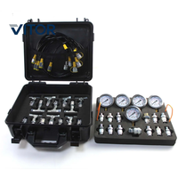 Kit de test de pression hydraulique pour excavatrice, 5 manomètres, 5 tuyaux de test, 14 raccords en T, 13 connecteurs, outil de diagnostic