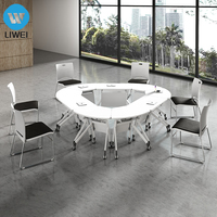 Bureau de travail moderne pliable et réglable, table mobile pliante pour salle de formation et de réunion avec plateau rabattable pour ordinateur portable