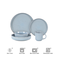 Ensemble de petit déjeuner nordique en céramique porcelaine bol tasse soucoupe luxe bleu clair 20 pièces assiettes ensembles ensembles de vaisselle pour la maison