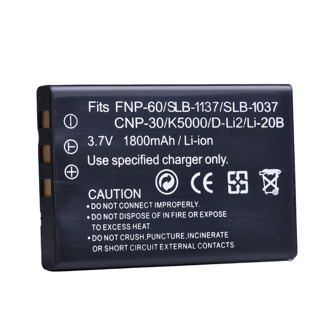 NP-60 F.NP-60 C.NP-30 Li-20B SLB-1037 SLB-1137 D-Li2 Klic-5000 1800mAh Battery for Fujifilm FinePix 50i 601 F401 F410 Camera