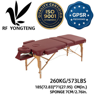Table de massage pliable en 3 sections en bois de hêtre massif importé, pour usage commercial, table pour extensions de cils et services de <span class=keywords><strong>tatouage</strong></span>, certifiée ISO9001 GPSR, personnalisable OEM&ODM - Product Image 1