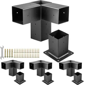 Black Pergola Brackets, 3-Way 90 Corner, Carbon Steel, 4x4, 6x6, 8x8, Hot Sale