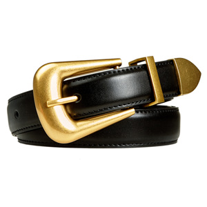 Ceinture fine durable en cuir de vache véritable, style vintage décontracté, avec boucle en cuivre rectangulaire, pour femmes et hommes - Product Image 3