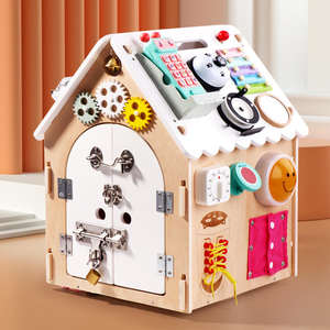 Jouets éducatifs Montessori pour bébés, <span class=keywords><strong>maison</strong></span> multifonctionnelle rotative en bois, apprentissage des compétences de la <span class=keywords><strong>vie</strong></span>, aides pédagogiques, cadeaux pour enfants - Product Image 2