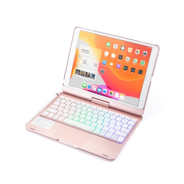 Tablet Keyboard Pencil Holder Backlit Blue Tooth Wireless Keyboard Case for iPad 9th 10.2 Inch