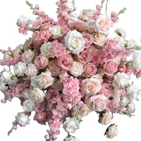 Boule de fleurs artificielles personnalisable pour mariage et banquet, décoration de chemin de table, série rose, 70 cm de diamètre, style tennis de table