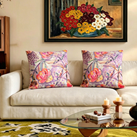 Housse de coussin à imprimé floral abstrait, housse de coussin en polyester doux pour le salon