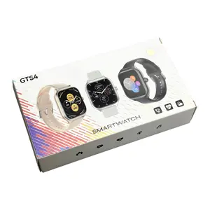 2024 CT4智能手表GTS4运动时钟安卓时尚Reloj智能硅胶表带金色方形智能手表