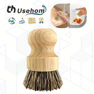 Lot de 2 brosses de nettoyage de vaisselle en noix de coco et sisal naturelles avec manche en bois d'hévéa pour un récurage intensif - Product Image 1