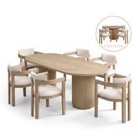 Ensemble de table à manger moderne en bois massif vert, 6 à 12 places, avec piétement cannelé, meubles de salle à manger de luxe sur mesure, table et chaises