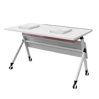 Bureau d'ordinateur moderne en bois, table de réunion pliable modulaire portable pour bureau, école, salle de formation