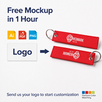 Llavero de Tela Bordado con Logotipo Personalizado OEM, Etiqueta para Llaves de Doble Cara con Anillo Metálico para Clubes, Eventos y Marcas
