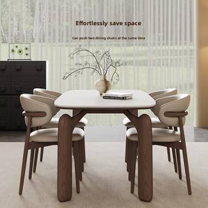 โต๊ะไม้เนื้อแข็งนอร์ดิกสำหรับบ้านโต๊ะรับประทานอาหารไม้แอชสีขาวเคลือบทันสมัยสีวอลนัทสำหรับ8ชิ้น - Product Image 4