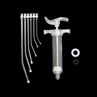 Ensemble de Seringues de 10ml, 20ml, 30ml, 50ml, Seringue d'Alimentation Manuelle pour Bébé Oiseau avec Tubes Incurvés en Acier Inoxydable, 1 Ensemble