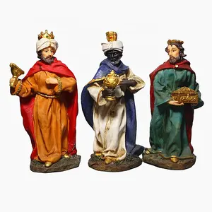 Детская Рождественская статуя Рождества В комплект входят святая семья три короли пастухи и овцы Статуэтки из смолы скульптура