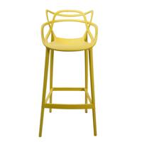 Tabouret de bar populaire en plastique moulé monobloc, chaise haute noire pour restaurant et café