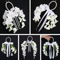 Bouquet de mariée en PU avec perles artificielles et lys Calla, fleurs à tenir à la main pour séances photo, arrangements floraux