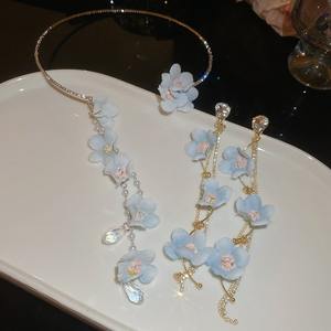 <span class=keywords><strong>2025</strong></span> Zomer Hete Verkoop Elegantie Diamantstof Bloem Kwastje Parelketting En Oorbellen Set Zoete Kraag Ketting Fijne Sieraden Sets - Product Image 5