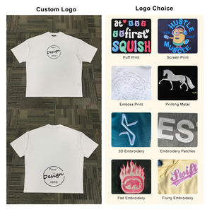 Camiseta de fitness atlético de gran tamaño de lujo para hombre personalizada al por mayor 100% algodón orgánico peso pesado bordado 3D estilo deportivo - Product Image 2