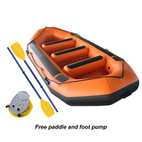 Material de casco de PVC, piso de punto de caída, balsa de agua de color amarillo inflable, barco de pesca, rafting