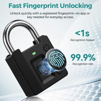 Candado Inteligente SJJ de Aleación de Zinc con Huella Dactilar para TTLock, Código de Acceso, Llaves de Respaldo, IP67 Impermeable, para Exteriores, Puertas, Almacenes