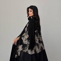 Nouvel ensemble Abaya ouverte en dentelle florale 2026 avec hijab, cardigan musulman pour femme, robe modeste, vêtements islamiques en dentelle contrastante