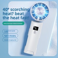 Mini-ventilateur portable USB à turbine rapide, en plastique, avec collier de fixation, puissant pour l'extérieur