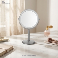 Miroir de table LED rond de 8 pouces avec grossissement 1X/7X, variateur tactile, lumière à mémoire 3 couleurs, rechargeable Type-C 1000 mAh
