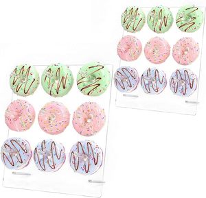 VONVIK Lot de 2 présentoirs à donuts pliables en acrylique transparent avec emballage en carton pour mariages, anniversaires, fêtes de Noël, magasins - Product Image 1