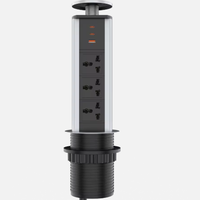 Multiprise encastrée UNI, prise encastrée dissimulée, prise escamotable avec USB pour cuisine et bureau, ouverture de 80 mm