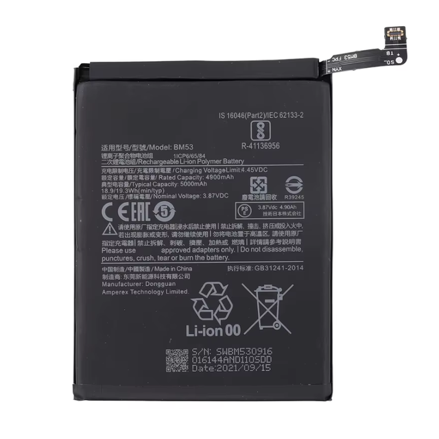 5000mAh Replacement Battery BM53 for Xiaomi Mi 10T 5G Cell Phone Mi 10T Pro K30S Smartphone Li-Ion Rechargeable Batteries OEM