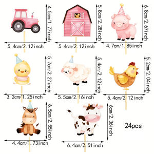 Decorazioni per Cupcake a Tema Animali della Fattoria, Decorazioni per Torte di Compleanno a Tema Fattoria - Product Image 3