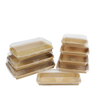 Ecologische wegwerpverpakkingen van 500ml, recyclebaar, biologisch afbreekbaar, geschikt voor de magnetron, met deksel, van kraftpapier, voor fastfood, snacks en lunch.