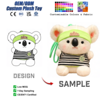 Porte-clés en peluche koala personnalisé mignon, jouet en peluche kawaii, animaux en peluche personnalisables, mini peluches, cadeaux de fêtes, vente en gros OEM ODM