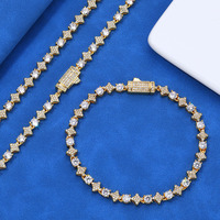 Kalung Rantai Tenis Zirkon Bintang 6mm untuk Pria Wanita, Kuningan CZ Poles Tinggi, Perhiasan Hip Hop, Pasokan Grosir Pabrik, Siap Kirim
