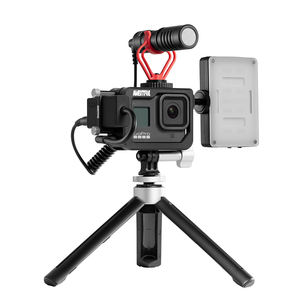 เคสโลหะ AMBITFUL สำหรับกล้อง Gopro <span class=keywords><strong>Hero</strong></span> 8 พร้อมช่องต่อไมโครโฟนแบบ Cold Shoe และไฟ LED สำหรับอุปกรณ์ถ่ายภาพในสตูดิโอ - Product Image 2