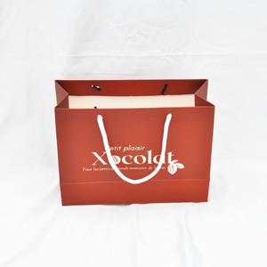 High Quality Customized Your Own Logo Print <b>Red</b> Classic Paperboard Supermarket Shopping Bag Recycled Materials Offset Printing - Product Image 2
